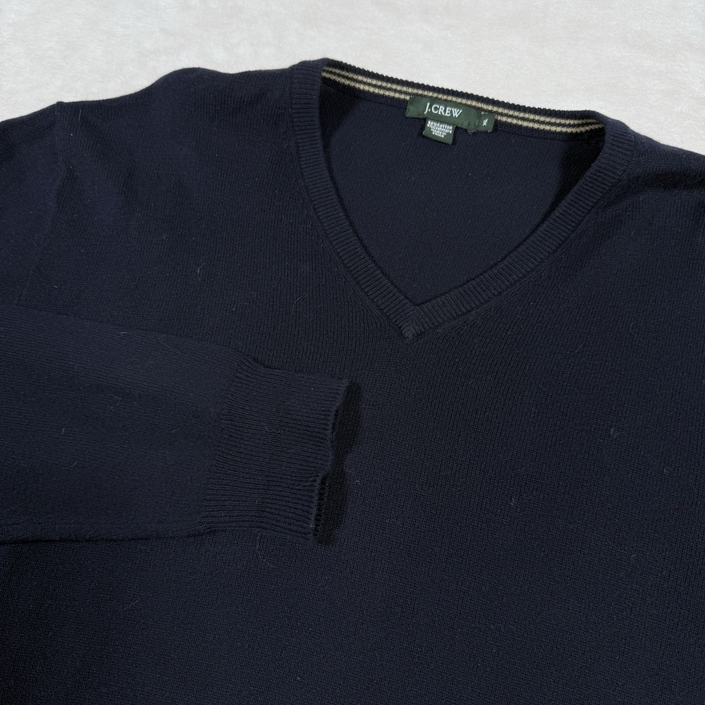 J Crew Men's Cotton Cashmere V-Neck Sweater Blue Minimalist Casual Light Weight